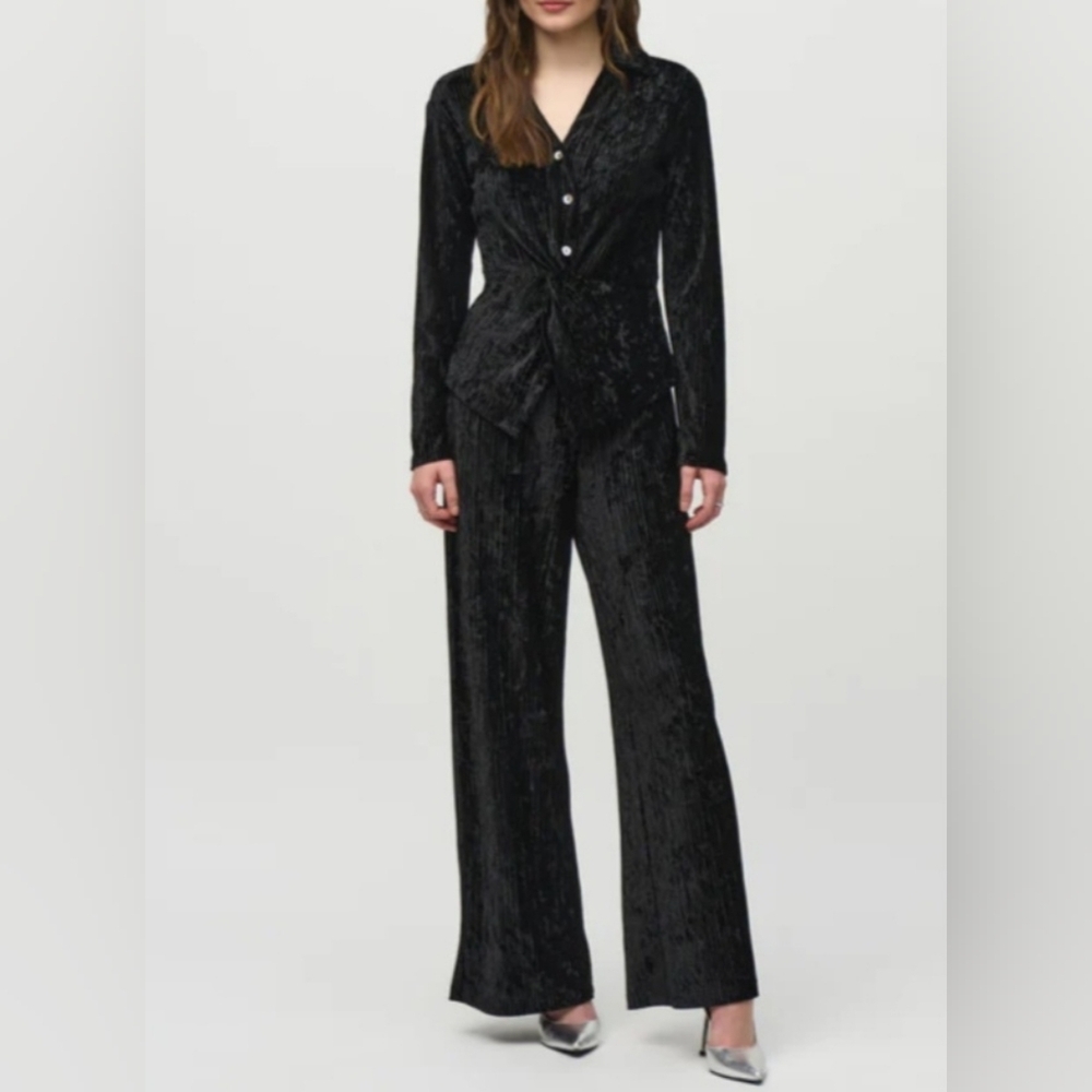 Jos Ribkoff Set Black Velvet Ribbed Set Top And Pants